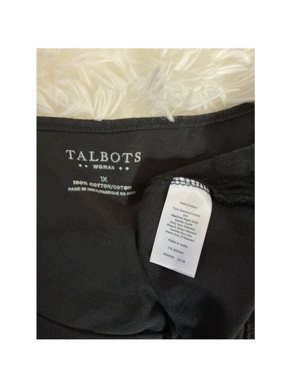 Women's Talbots Black Short Sleeve Tee with Lace Trim - Plus 1X - Picture 2 of 11